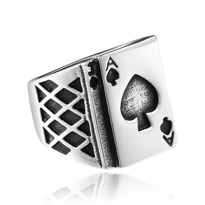 Beier 316L Stainless Steel Ring Playing Card Ring   Man\'s Good  Fashion Jewelry LLBR8-265R