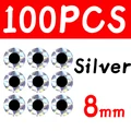 100 piezas de 8 mm plateadas