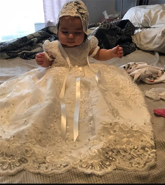 Stunning New baptism dress Baby Girls christening gown Floor Length Infant Girls Christening Dress Handcrafted Heirloom gown Set