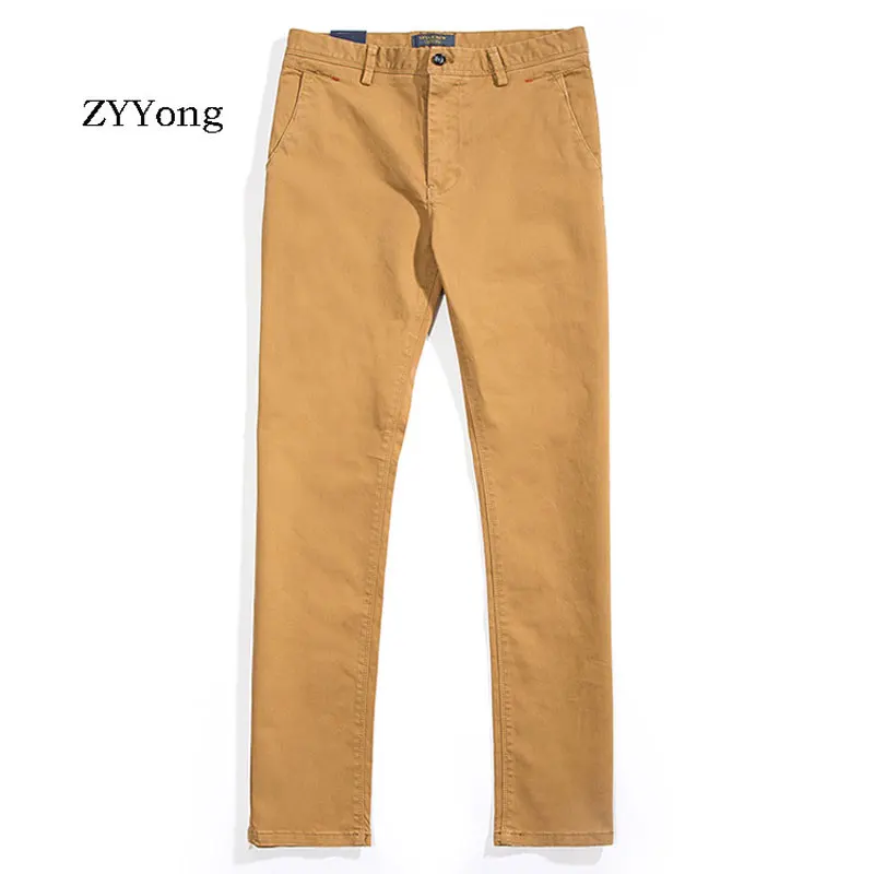 2020 New Men's Pants Cotton Youth Fashion Casual Outdoor Comfortable Slim Elasticity Straight Solid Color Black Trousers