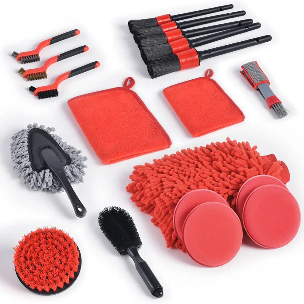 

19pcs Car Detailing kit Internal and External Detail Tool kit Detailing Brush Set Brush Set for Cleaning Wheels Dashboard Wheels