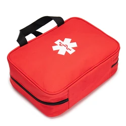 Red First Aid Bag Empty Travel Rescue Pouches First Responder Storage Medical Survival Medicine Bag for Car Home Office Outdoors