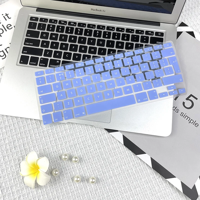 Casing Kulit Pelindung Penutup Keyboard Silikon US Enter Bahasa Inggris 8 Warna Candy untuk Laptop Apple Macbook Air 13 15 A1466 A1278 A1398