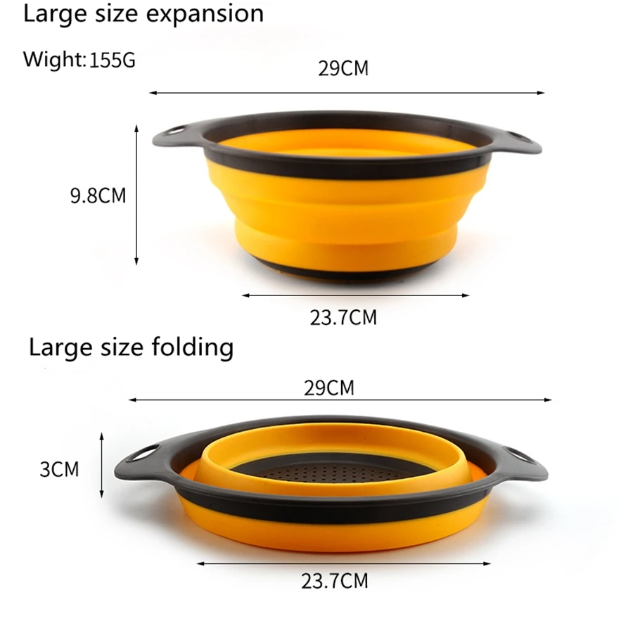 New Stock Foldable Colander Food Grade Pasta Strainer Fruit Vegetable Washing Basket Strainer Collapsible Colander Kitchen Thing