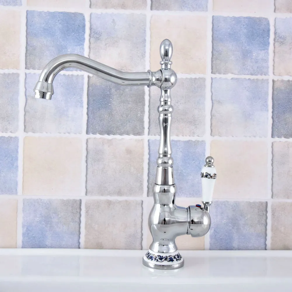 

Bathroom Faucet Polished Chrome Single Handle Hot & Cold Water Mixer Taps Wash Basin Bathroom Deck Mounted zsf672