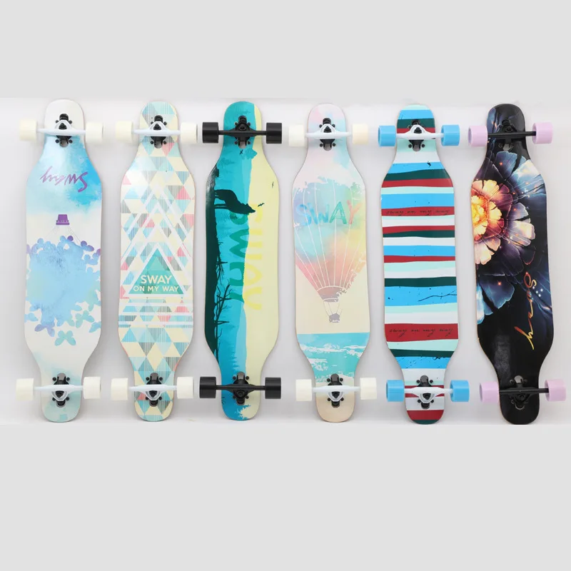 

2021 Teenagers Longboard Street Road Skateboard Four Wheeled Boys Girls Maple Flat-Plate Dance Drift Board Beginners Surfboard