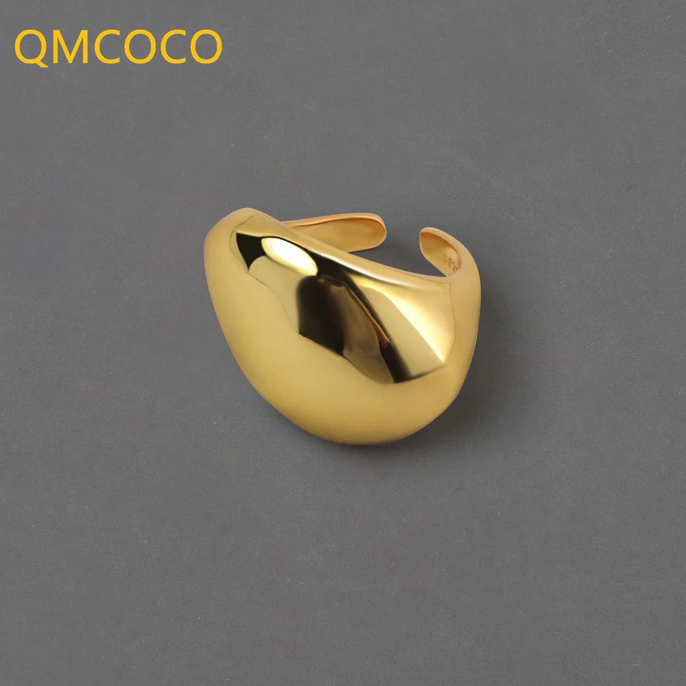 QMCOCO Minimalist Silver Color Round Rings Open Rings Korean Personality Design Fashion Woman Party Jewelry Elegant Accessories