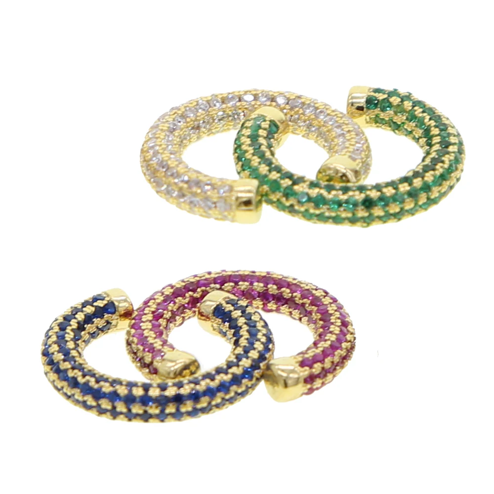 2025 High Quality Pave Rainbow Cz Colorful Cubic Zirconia No Piercing Clip Earrings for Women Girls 1 Piece Ear Cuff