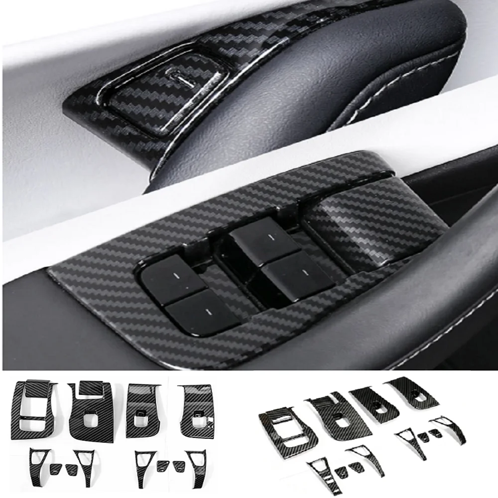 

14Pcs Car ABS Window Lifter Door Switch Buttons Decorative Frame Cover Trim Sticker For Tesla Model 3/Y 2018-2021