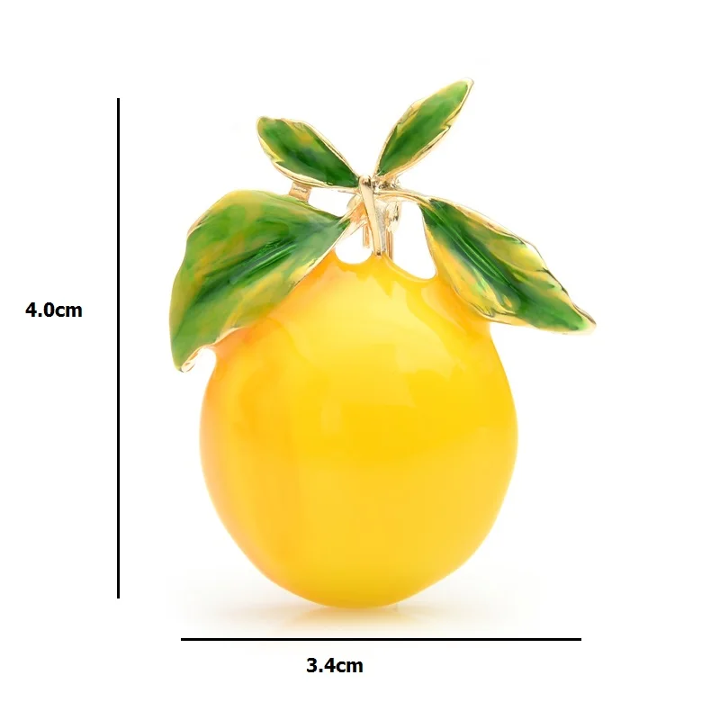 Wuli&baby Enamel Yellow Lemon Brooches Women Alloy Orange Party Causal Brooch Pins Gifts