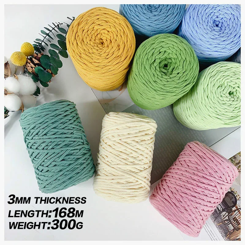 Hollow Knitted Crochet Yarns DIY Handbag Purse Basket Chunky trapillo Nylon Cord Polyester Thread Round Rope Line Woven 300g