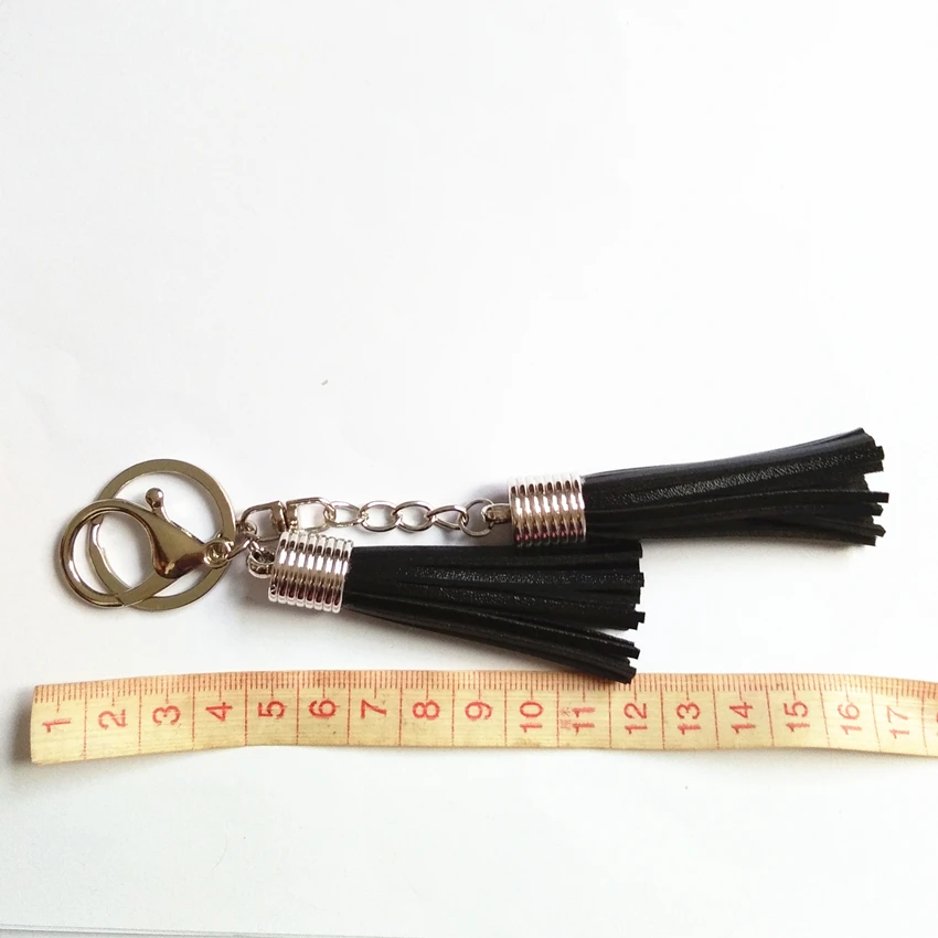 New 2 Long Leather Tassel Key Chain Silver Lobster Clasp Key Ring Cute Big Pendant Bag Charming Car Key Holder Personality Gifts