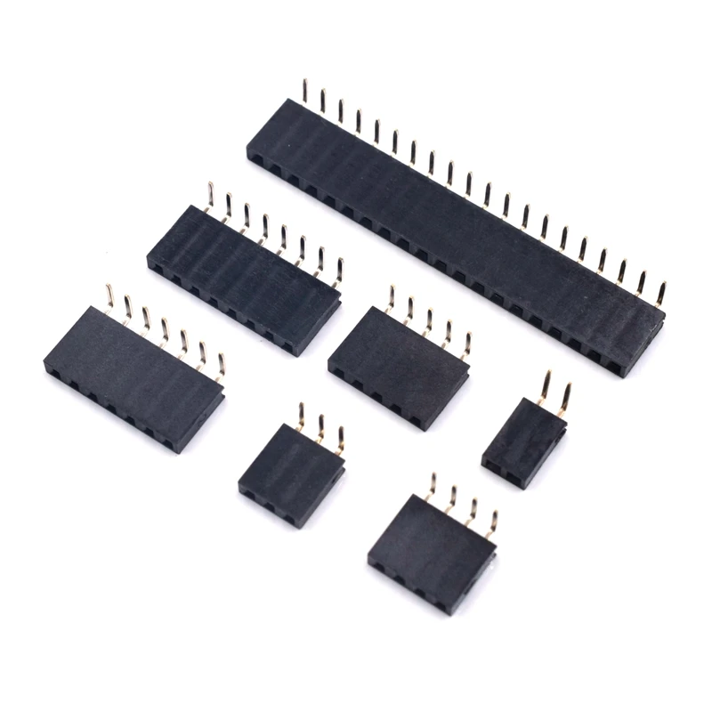 10PCS 1X2/3/4/5/6/8/10/40 Pin Single Row Right Angle Female Pin Header 2.54MM Pitch Strip Connector Socket