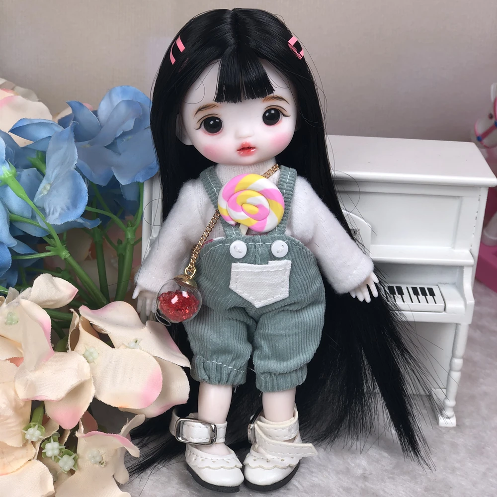 1/8 Bilancia 16 CENTIMETRI BJD OB11 Bambola Carino Delicata Face Up Con Parrucca e Vestiti Set Completo Bambola Obitsu11 Corpo Figura Modello Giocattolo Regalo Per La Ragazza