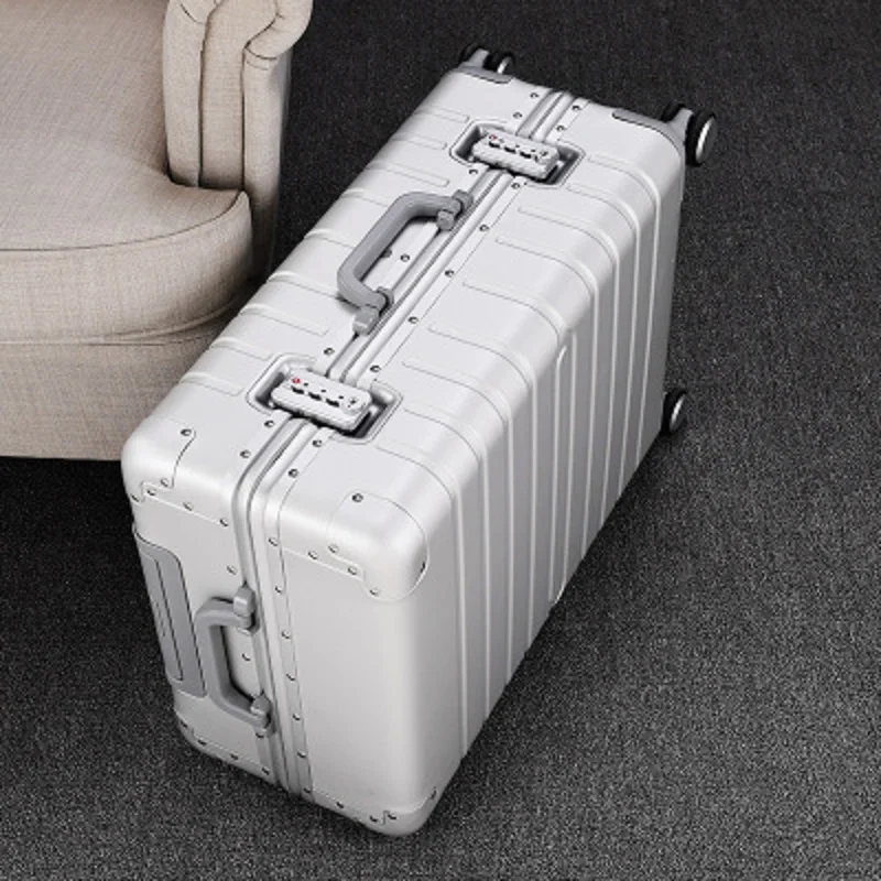 100% High-end Aluminum Material Mute Luggage Technology And Fashion High Quality 20/24/28 size Spinner brand Travel Suitcase