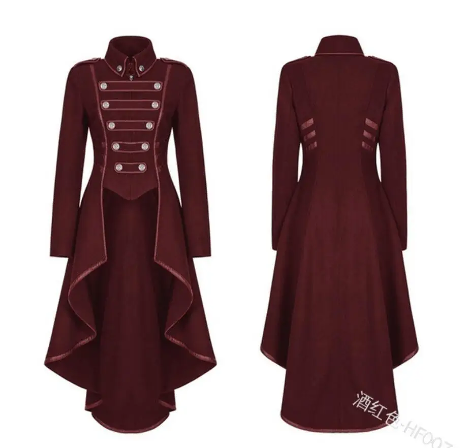 Giacca Cosplay Vintage da donna medievale gotica colletto alla coreana Steampunk cappotto lungo cappotto irregolare da donna giacca retrò Costume