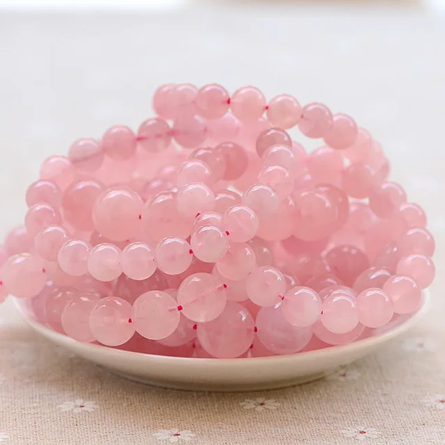 

Natural Pink Rose Quartz Madagascar Bracelet Women Crystal Clear Round Beads Bracelet 10mm 11mm 12mm 13mm 14mm AAAAA