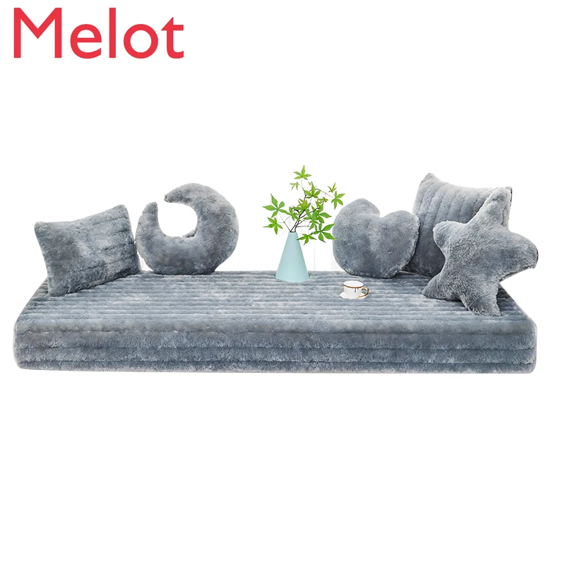 Thickened Fleece Window Cushion Ledge Cushion Bedroom Balcony Tatami Mat Non-Slip Solid Color Autumn and Winter Customization