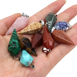 Natural Stone Pendant Reiki Healing Crystal Agates Cone Pendulum Malachite Charms for DIY Necklace Jewelry Making Accessories