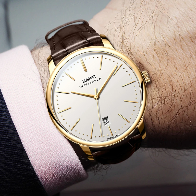LOBINNI Switzerland men automatic watch,mens wrist watches man top luxury brand mechanical wristwatch ultrathin waterproof clock