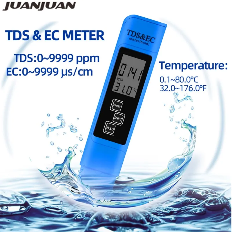 3 in 1 TDS EC Tester 0-9990ppm TDS/EC/Temp Meter Conductivity Detector Water Quality Monitor Purity Measure Tool for Pool 20%OFF