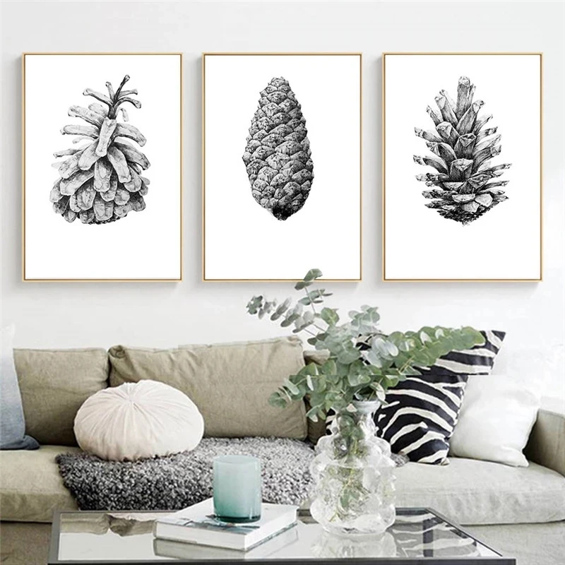 Minimalist Canvas Painting Cool Colors Pine Cone Living Room Bedroom Cafe Bookstore Wall Art Hd Decoration Printing Poster