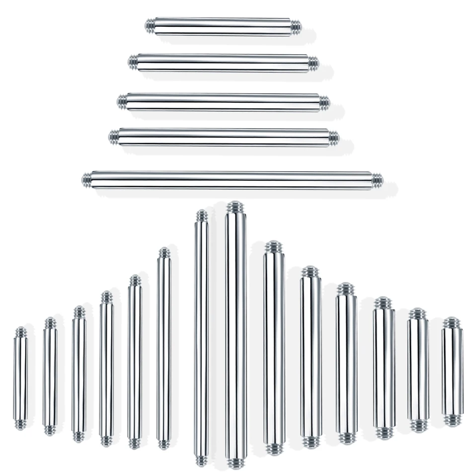 100Pcs/lot Stainless Steel Straight Barbell Replacement Accessories For Nipple Tongue Earring Piercing Body Jewelry Part 14G 16G