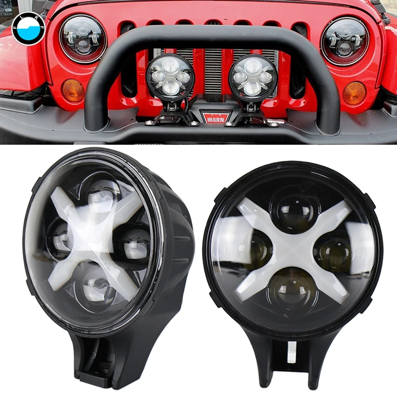 

2 pcs 6 inch Round Led Auxiliary Light 60w Car LED Spotlight with X Angel Eyes DRL Driving for Off Road 4X4 Vehicle Trucks.