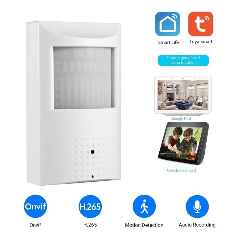 Tuya-Câmera IP Invisível para Segurança Interior, Estilo PIR, PIR, Visão Noturna IR, Áudio, 2MP, 5MP, Cartão TF, Vigilância, 940nm