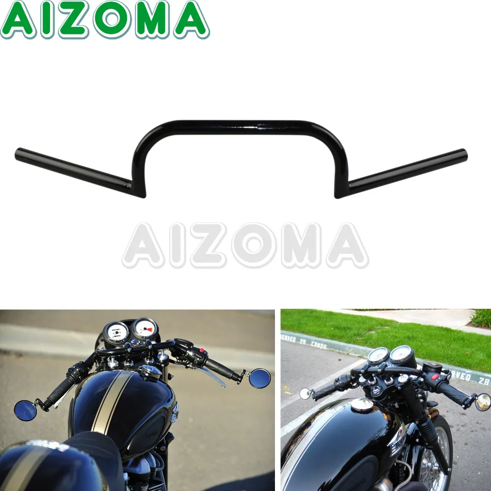 1 Inch Clubman Pullback Motorcycle Black Handlebar 25mm Custom Handle Bar For Harley Bobber Cafe Racer Vintage Street Bike