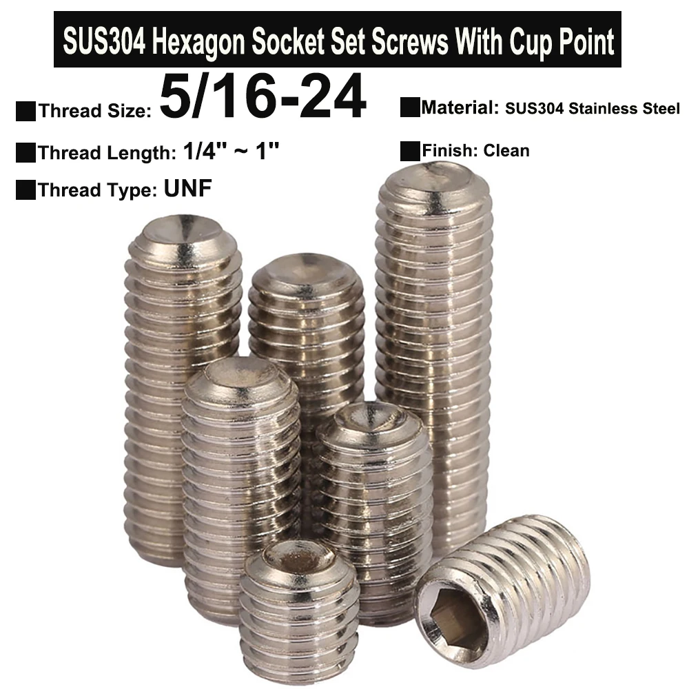 3Pcs 5/16-24x1/4