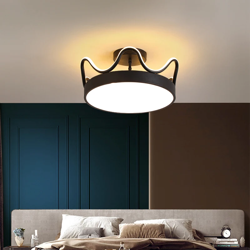Modern led circle chandelier bedroom room minimalist lamp Door Balcony baby room decoration golden crown kids room chandelier image 5