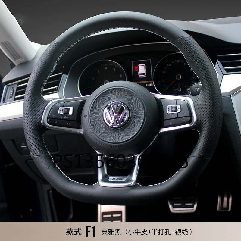 DIY hand-stitched steering wheel cover fit for Volkswagen VW cc Golf VII Lamando Tiguan Magotan leather handle cover