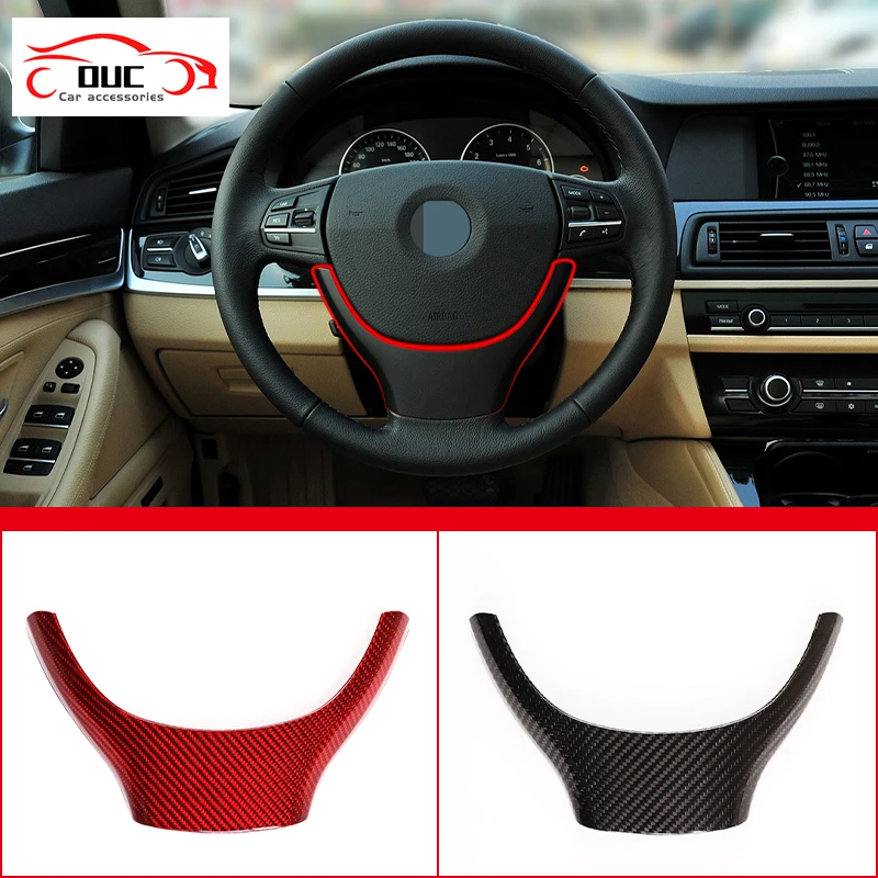 

For BMW 5 5GT 7 Series F10 F11 F07 F01 F02 F03 F04 2009-2017 Real Carbon Fiber Car Styling Steering Wheel Trim Cover Sticker