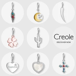 Boho Feather Moon Stars Tooth Cloverleaf Cactus Auntie Heart Cross Charm Pendant,2019 Fashion Jewelry 925 Sterling Silver Gift