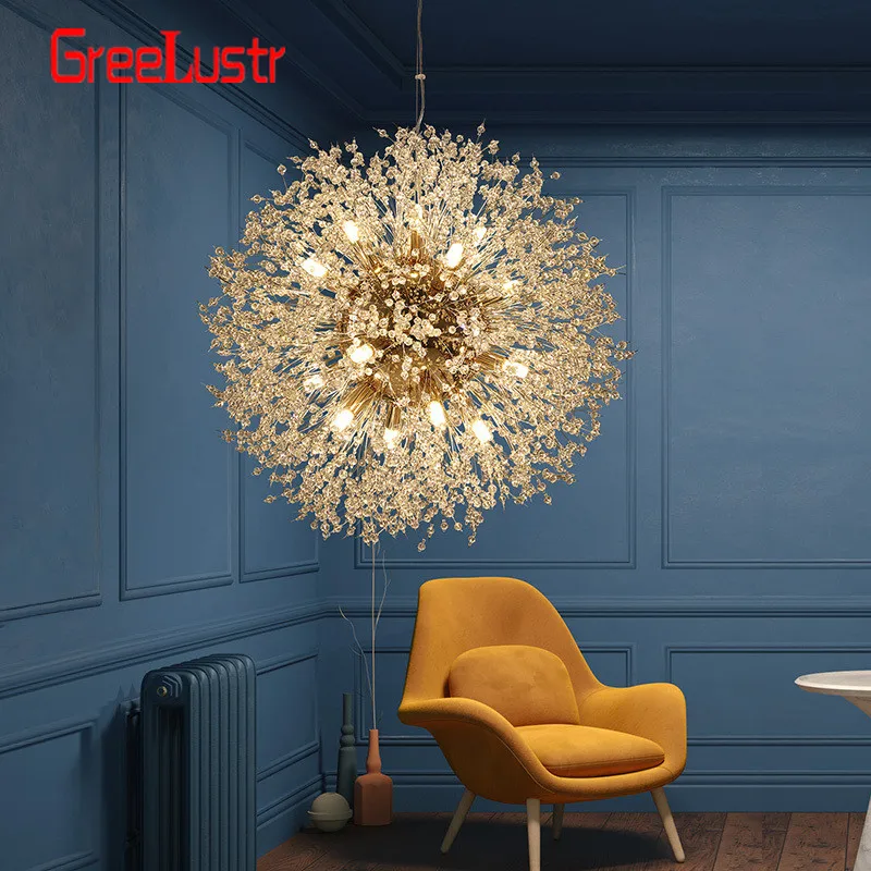 

Nordic Dandelion Design Led Chandelier Pendant Hanging Lamp Crystal Loft G9 Chandelier Lighting For Living Room Lustres Fixture