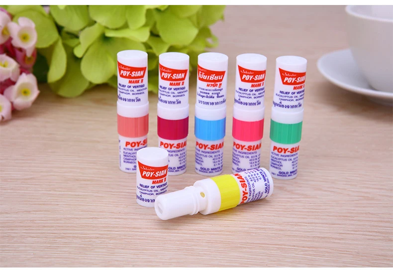 1pc Thailand Nasal Inhaler Poy sian Mark 2 Herbal Nasal Inhaler Poy Sian Stick Mint Cylinder Oil Brancing Breezy Asthma