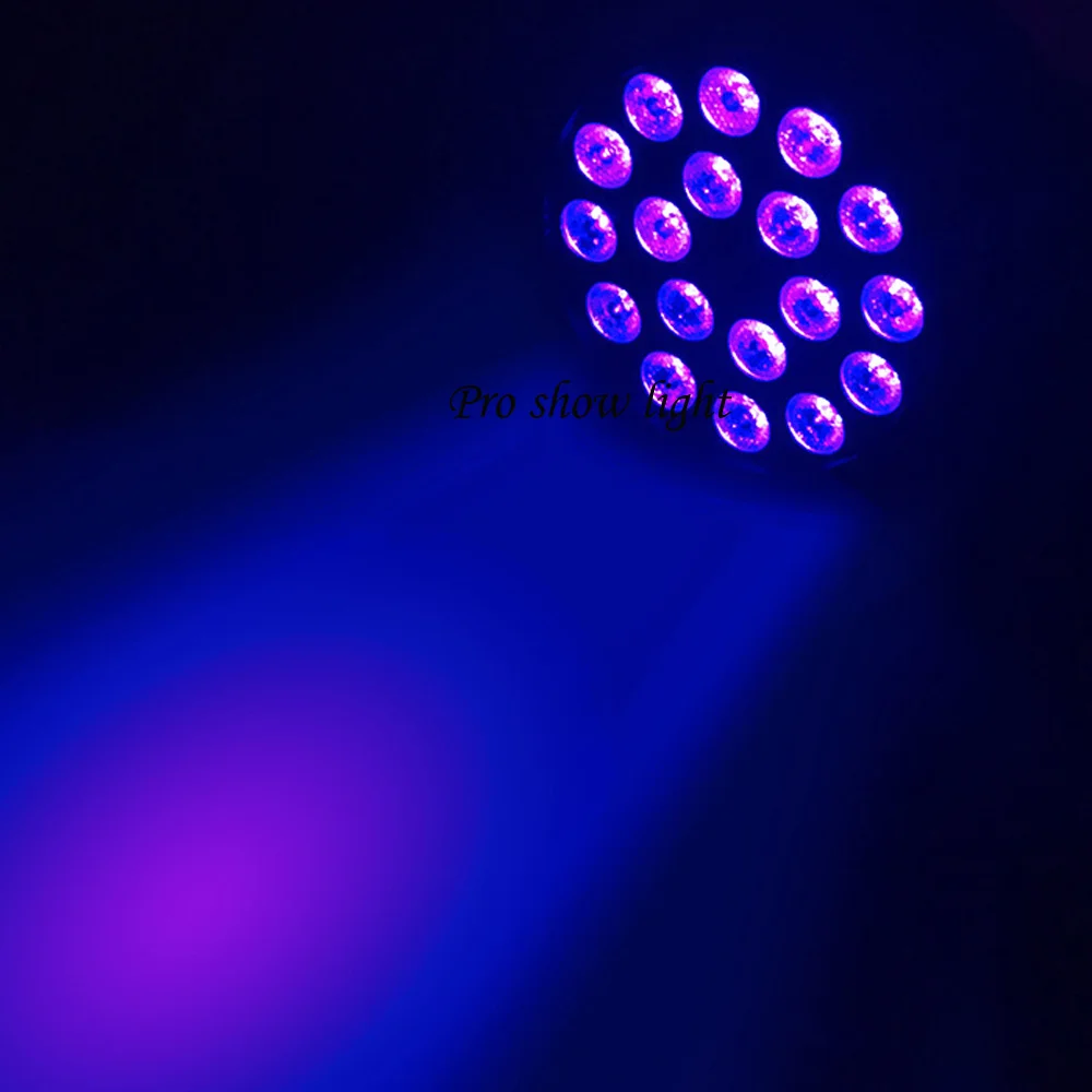 Imagem -02 - Dmx Controle Remoto Led Par Liso 18leds Iluminação uv Led Par Luz Efeito Estroboscópio Festa dj Barra de Discoteca Luz uv Par Luz Led Pacote