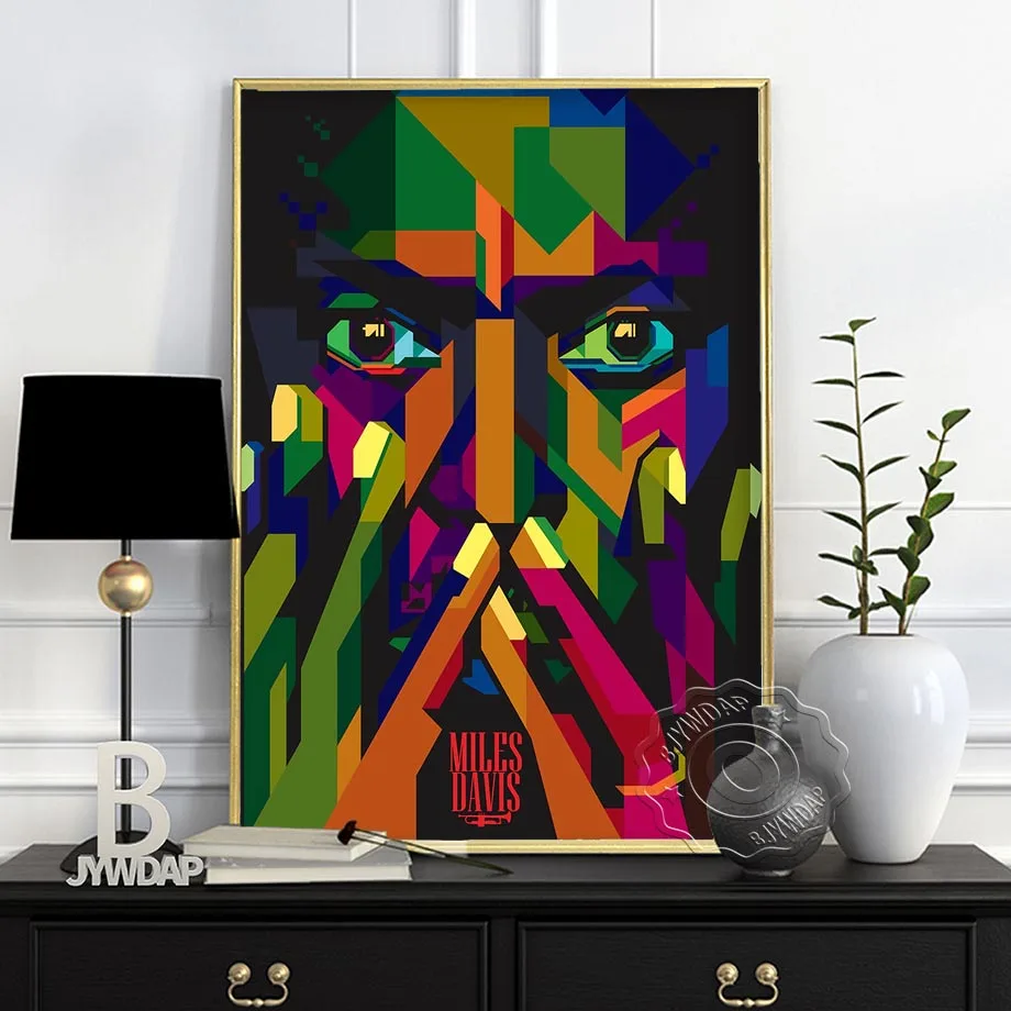 Canvas Painting Miles Davis Art Poster Jazz Music Star Kind of