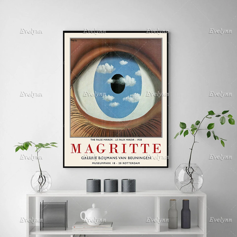 Rene Magritte Art Poster - The False Mirror -Minimalism Wall Art Prints Home Decor Canvas Unique Gift Floating Frame