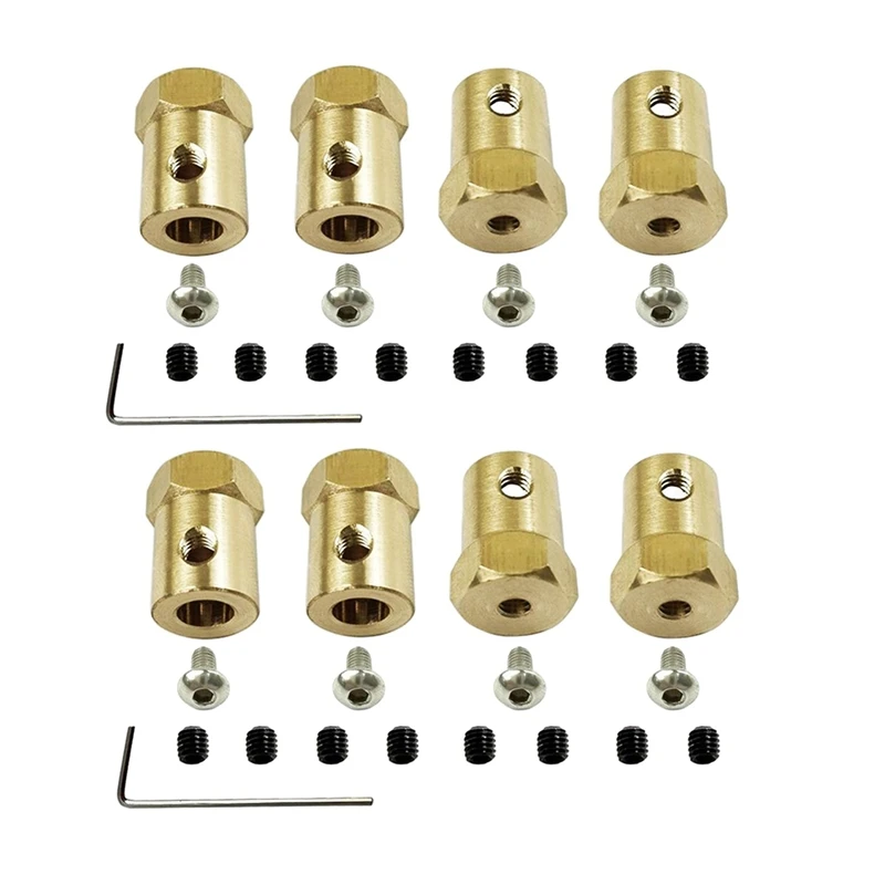 8PCS 5mm to 12mm Brass Combiner Wheel Hub Hex Adapter for WPL D12 C14 C24 B14 B24 B16 B36 MN D90 MN99S RC Car Parts