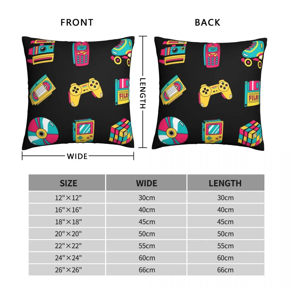 Retro 90's Nostalgic Pack Pillowcase Polyester Linen Velvet Pattern Zip Decor Home Cushion Cover