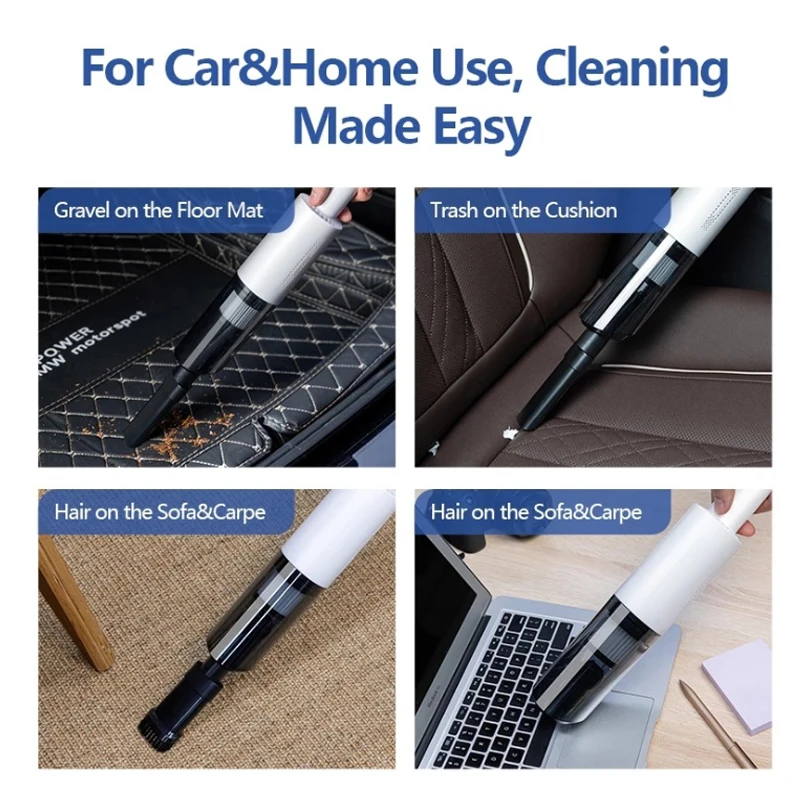 Беспроводной портативный пылесос, с мини-портативным пылесосом, двойным домашним использованием, сильным всасыванием, 6000 PA