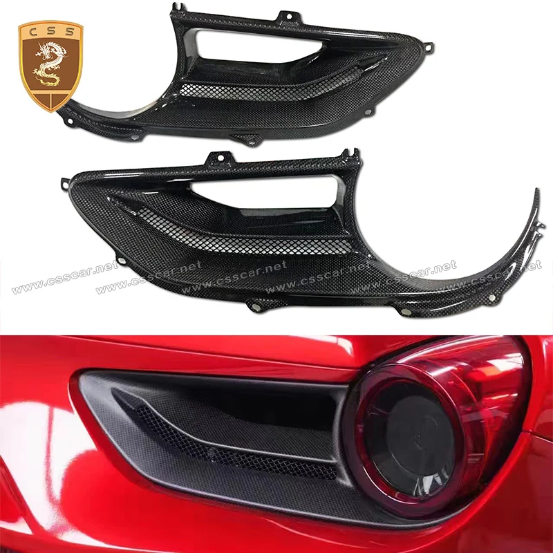 CAP Style 2pcs Carbon Fiber Black Rear Light Covers For Ferrari 488 GTB Spider Tail Light Lamp Auto Replacement Parts 2015-2019