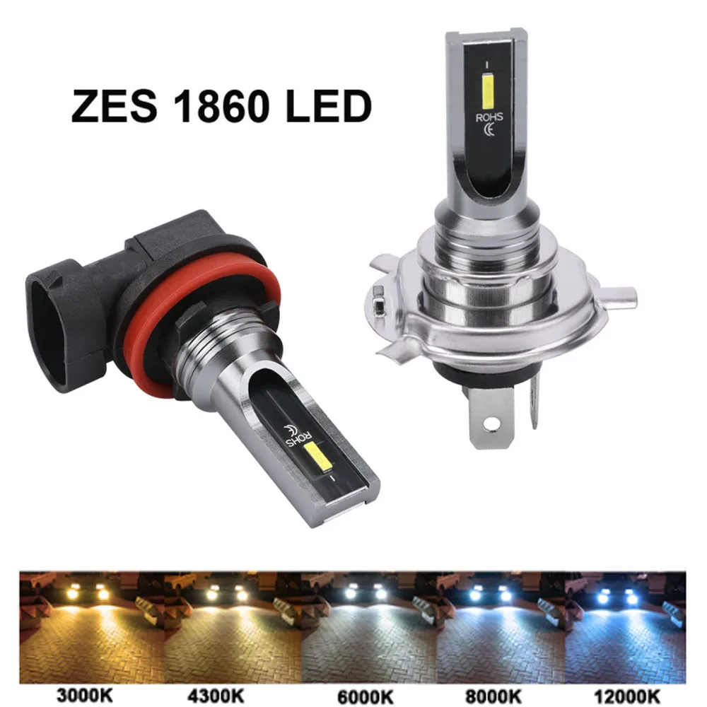 2Pcs H8 H11 LED HB4 9006 HB3 H9 H16 Car Fog Lights H7 H4 Headlight Blub 16000Lm 6000K White 4300K Lemon Yellow Auto Lamps