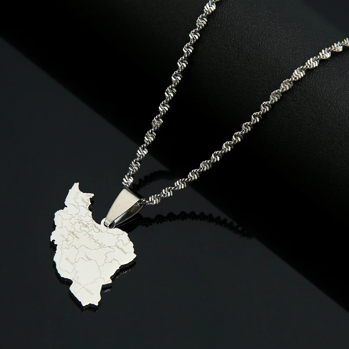 Iran Map Pendant Jewelry Women Girls  Silver Color Gold Iranian Necklaces