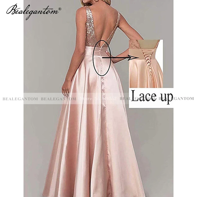 Bealegantom abiti da sera rossi con scollo A v di alta qualità A Line Long Pageant Lace UP abito da ballo formale Robe De Mariee ED130