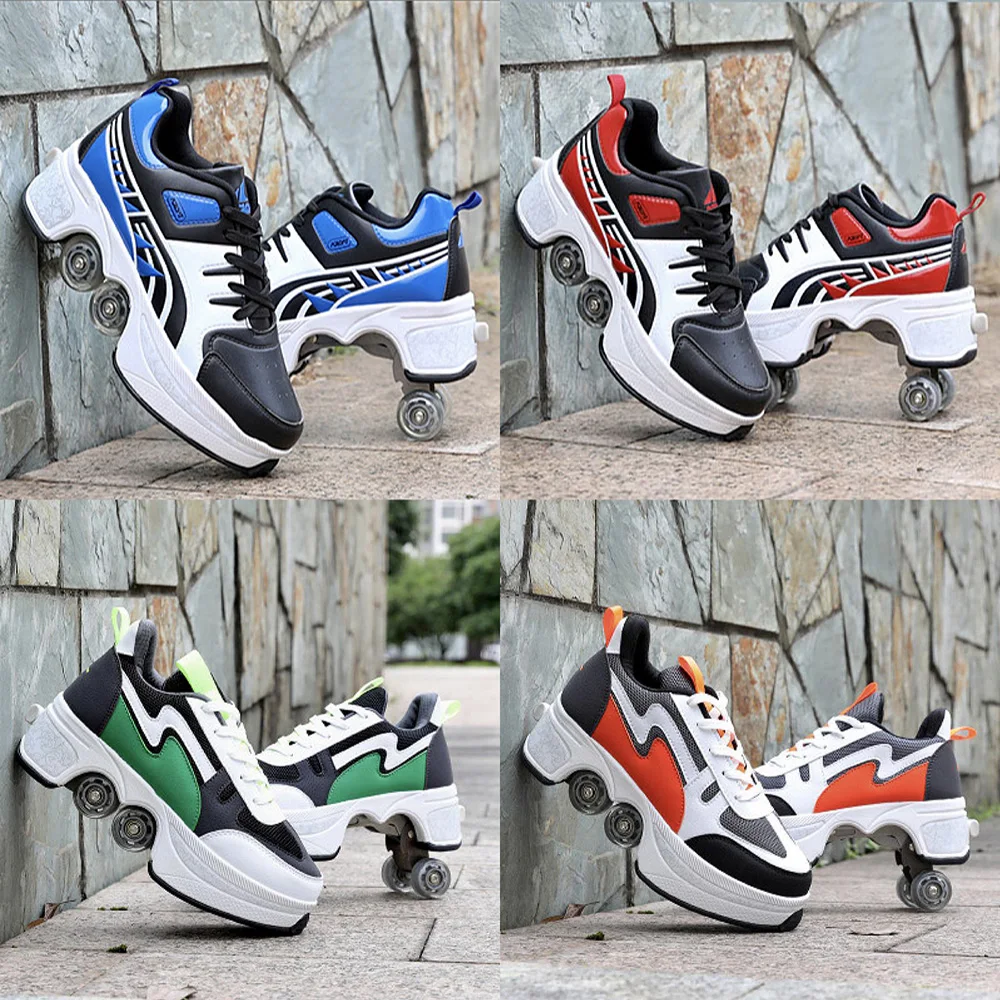 Verformung Parkour Schuhe Vier Räder Runden Laufschuhe 2023 Casual Turnschuhe Unisex Deform Roller Schuhe Skating Schuhe