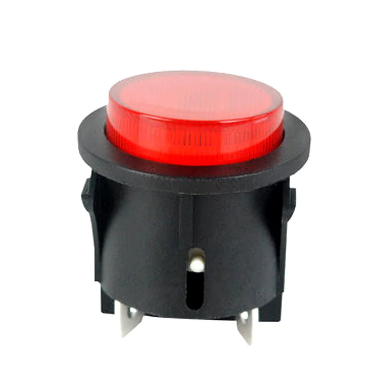 Red On Off Locked Push Button Switch with Light 4Pin Touch Latching Power Switch 16A 28mm Electrical Round Rocker Switch PS18-16