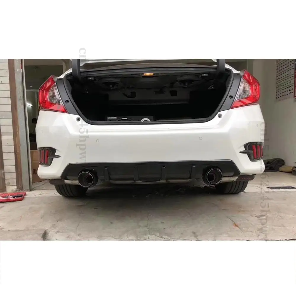 Rear Bumper Diffuser Lip Exhaust Pipe Splitter Cover Exterior Part Spoiler Deflector For Honda Civic 10th Gen 2016-2020 Sedan